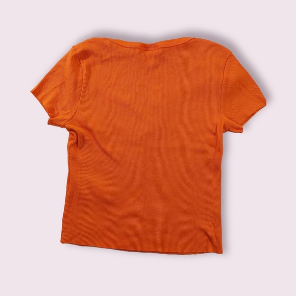 💝(3/$25) TOPSHOP | Orange notch neck cropped tee - Picture 3 of 6